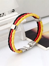 economico Accessori-Bracciale da uomo intrecciato in similpelle, disponibile in diversi colori, ispirato alla bandiera americana, ideale per partite di calcio, tifosi, tifosi di football, per lo spirito di squadra e per un look casual da giorno di partita.
