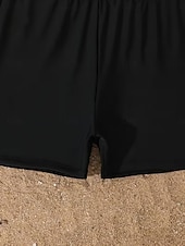 זול Two Piece Swimsuit-Kids Girls' Swimsuit Outdoor Beach Solid Color Vacation Tropical Sports Bathing Suits 4 years+ Summer Black