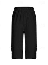  Dam Capribyxor Damasker Mysiga leggings Semester Streetwear Grundläggande Kapris Naturlig Slät Elastisk midja Bekväm Komfort Utomhus Elastisk Utomhus Semester Gata Blå Mörkgrått Kamel Svart Sommar Vår