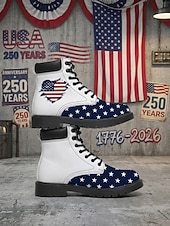  Γυναικείες πατριωτικές μπότες μάχης - σχέδιο με αστέρια και ηλίανθο για παρελάσεις, 4η Ιουλίου, 250ή επέτειο των ΗΠΑ και πατριωτικές γιορτές