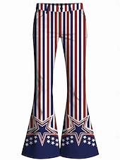  250° anniversario USA Retrò Vintage Anni '70 Pantaloni Pantaloni a zampa d'elefante Hippie Disco Vita alta Costume Per donna Mascherata 4 Luglio Feste Giorno dell'Indipendenza Adulti Pantaloni