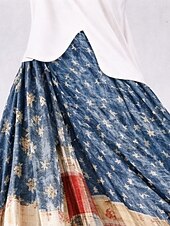  Damen Urlaubsrock Mode Lässig Maxi Hohe Taille Röcke Grafik Tasche Druck Mikroelastisch Täglich Urlaub Blau Rote Frühling