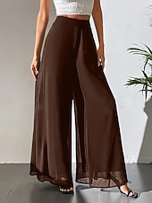  Жен. Штаны Летние штаны Мешковатые брюки Повседневные брюки Отпуск Винтаж Мода Полная длина Завышенная Полотняное плетение Карман Эластичная талия Широкие Легкость Мягкий Удобный Слабоэластичная