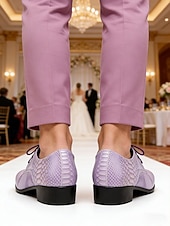 Χαμηλού Κόστους Derby παπούτσια-Ανδρικά μπλε παπούτσια με ανάγλυφο κροκόδειλο, δερμάτινο επάνω μέρος με κορδόνια, μοντέρνα πολυτελή στυλ, κατάλληλα για κομψούς άνδρες σε πάρτι, ειδικές περιστάσεις και γάμους.