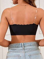 cheap Bras-Women's Sexy Lingerie Bra BacklessNightwearNylon Daily Home Outdoor Solid Colored Fashion Black Beige Summer Spring