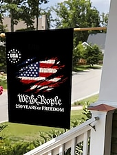  Conjunto de 2 bandeiras dos EUA comemorativas do 250º aniversário, bandeiras patrióticas de jardim dupla face com a Estátua da Liberdade, decorações para o 4 de julho para a celebração dos 250 anos dos EUA, produtos comemorativos dos 250 anos dos EUA, 177