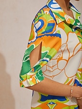 economico Abiti da vacanza-Abito chemisier in raso setoso con stampa paisley in stile boho