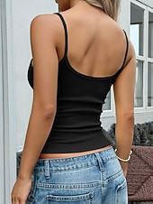 abordables Tanque Sencillo-Mujer Tallas pequeñas Camiseta sin mangas Top de punto Top ajustado Mariposa Color sólido Elegante Estilo lindo Casual Sin Mangas Tirantes Espagueti Tops cortos Diario Noche Fin de semana Azul