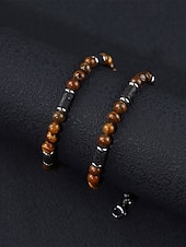 levne Dovolená příslušenství-Pánský náhrdelník s přírodními kameny v bohémském stylu, vícebarevný, ideální pro každodenní nošení i dovolenou u moře