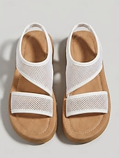 abordables Sandalias Planas-Sandalias de plataforma de malla transpirable para mujer: sandalias ligeras e informales de verano, cómodas y de punta abierta, ideales para caminar, viajar, ir a la playa, al jardín y para el uso