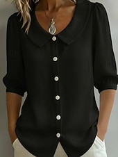 preiswerte Einfache Blusen-Damen Hemd Vintage Stilvoll V Ausschnitt Schulterfrei Lange Oberteile Täglich Arbeit Ferien Blau Schwarz Weiß Gelb Rote Sommer Frühling