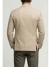 billige Herre Klassiske Blazere-Herre Lett jakke Blazer i lin Avslappet Daglig Gateklær Mote Smart Casual Sommer Vår Bomull POLY Helfarge Mote Enkelt Brystet To-knapp Blazer Rosa Himmelblå Beige