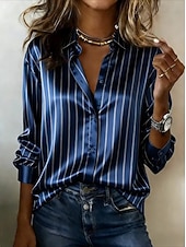 economico Arte &amp; Design Bluse-Per donna Camicia Grafico Geometrico Blocco di colori Vintage Elegante Moderno Manica Lunga Colletto a Camicia Top corti Quotidiano Ferie Blu Rosso Azzurro cielo Estate Primavera