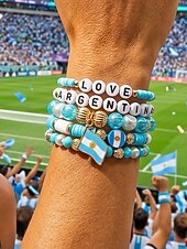 preiswerte Zubehör-Damen-Armbandset in Flaggenfarben, stapelbarer Fächerschmuck aus Legierung in verschiedenen Länderdesigns für Fußballspiele, Teamunterstützung, lässige Alltagskleidung und Spieltagsoutfits.