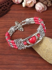 halpa Lomatarvikkeet-Naisten boheemityylinen turkoosi metalliseosrannekoru, monivärinen, ihanteellinen jokapäiväiseen käyttöön, lomalle ja matkoille