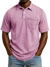 halpa Miesten klassinen poolopaita-SoftFade™ Miesten Happopesu Paita Puuvilla Polo Paita Rentoa Lomaa Kauluskaveri Värikästä Polo Kaulusta Lyhythihainen Muoti Perus Yksinkertainen Vintage Haalistunut Kesä Kevät Normaalimallinen Musta