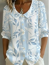 preiswerte Blumenblusen-Damen Hemd Boho-Hemd Blumen Elegant Bohemien Täglich Strandbekleidung Urlaubskleidung Blau Weiß Purpur Rosa Leicht Blau Sommer Frühling