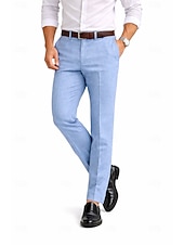 economico Giacche e Completi uomo-Uomo Cotone Lino Pantaloni Eleganti Pantaloni casual Affari Ufficio Vintage Classico &amp; Senza Tempo Formale Bianco Rosa Borgogna Primavera &amp; Estate Pantaloni Tinta unica Vestibilità aderente Lungo