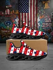  Scarpe da ginnastica da donna rosse con bandiera americana – scarpe da corsa leggere e traspiranti con cinturino e stelle patriottiche &Stile a righe per il giorno dell'indipendenza, parate, festival,