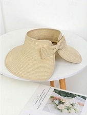 abordables Accesorios de vacaciones-Sombrero de paja con ala ancha para mujer, plegable, abierto en la parte superior, varios colores, ligero, ideal para playa, viajes, uso casual, vacaciones y actividades al aire libre.