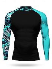 cheap Men's Rash Guard-Men's Standard Rash Guard Swim Shirt Geometric Abstract Camo / Camouflage UPF50+ UV Protection Quick Dry Long Sleeve Swimwear Sun Shirt Surfing Canoeing Beach Summer