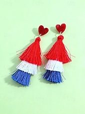  Женские серьги с полиэстеровыми кисточками, в разных стилях, в цветах американского флага (красный, белый и синий), патриотические украшения, идеально подходят для 250-летия США, Дня независимости и повседневной носки.