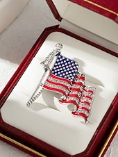 tanie Akcesoria-Zestaw broszek patriotycznych dla kobiet, ze stopu metali, w kolorze złotym i srebrnym, 2-częściowe przypinki z flagą USA, idealne na 250. rocznicę USA, Dzień Niepodległości i na co dzień