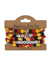 preiswerte Zubehör-Damen-Armbandset in Flaggenfarben, stapelbarer Fächerschmuck aus Legierung in verschiedenen Länderdesigns für Fußballspiele, Teamunterstützung, lässige Alltagskleidung und Spieltagsoutfits.