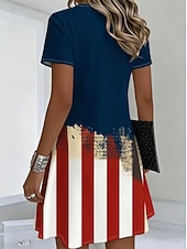  Giorno dell'Indipendenza Americana Per donna Mini Abito Vestito T-Shirt Abito a trapezio Abito Estivo Casual Quotidiano Vestibilità regolare Floreale Grafico Manica Corta Girocollo Blu marino Estate