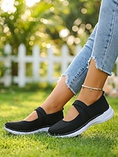 cheap Women's Sneakers-Women's Pink Mary Jane Sneakers – Breathable Lightweight Mesh Slip-On Sport Shoes for Walking, Casual Wear, Travel and Daily Activities