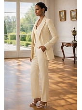 economico Completi da Donna-Per donna Abiti da 3 pezzi Formale Ospite di nozze Crepe Elasticizzato Elegante Vintage Semplice Manica Lunga Lunghezza al pavimento Risvolto a punta