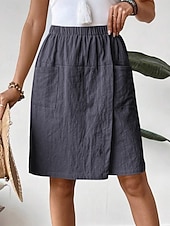 Χαμηλού Κόστους Κάτω-Γυναικεία Λινό από ψεύτικο βαμβάκι Σορτσάκια Καλοκαιρινό σορτς Διακοπές Μοντέρνα Κομψό στυλ street Μήκος γόνατος Ψηλή Μέση Σκέτο Κορδόνι Τσέπη Ελαστική μέση Άνεση Ικανότητα να αναπνέει Άνετο