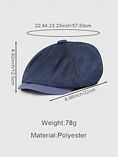 お買い得  メンズ帽子-メンズ用通気性メッシュニュースボーイキャップ、複数色展開、軽量ポリエステルアイビーハット、普段使い、旅行、休暇、夏の屋外スタイリングに最適