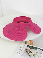 abordables Accesorios de vacaciones-Sombrero de paja con ala ancha para mujer, plegable, abierto en la parte superior, varios colores, ligero, ideal para playa, viajes, uso casual, vacaciones y actividades al aire libre.