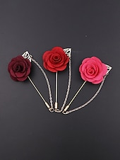 abordables Boda ACC-Pin de solapa con flor de poliéster elegante para hombre: múltiples opciones de color, elegante y moderno, perfecto para bodas y fiestas.