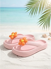 economico Infradito scivolosi-sandali infradito da donna con fiori colorati – graziose ciabatte estive da spiaggia con suola morbida e ammortizzata per abbigliamento casual, piscina e vacanze