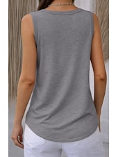 ieftine Rezervor simplu-Pentru femei Mărime Plus Tricou Bluză Culoare solidă Elegant Epocă Stilat Fără manșon În U Topuri lungi Zilnic Sport Ieșire Negru Alb Bleumarin Mov Trifoi Vară Primăvară