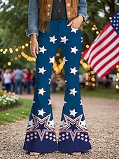  250° anniversario USA Retrò Vintage Anni '70 Pantaloni Pantaloni a zampa d'elefante Hippie Disco Vita alta Costume Per donna Mascherata 4 Luglio Feste Giorno dell'Indipendenza Adulti Pantaloni