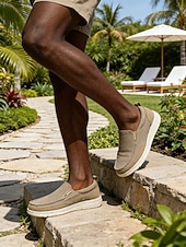 economico Uomini-mocassini slip-on in tela da uomo, leggeri e traspiranti, comode scarpe da resort all'aperto per viaggi, passeggiate e abbigliamento casual