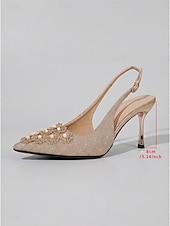 billige Mor til bruden/groom-damesko med champagnefargede slingback-hæler – elegante sko til brudens mor til bryllup i byen