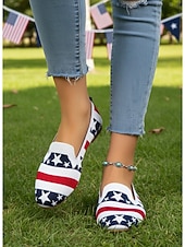 abordables Zapatos de mujer-Mocasines para mujer conmemorativos del 250.º aniversario de EE. UU.: zapatos planos sin cordones con estrellas y rayas patrióticas para celebraciones del Día de la Independencia de 2026, picnics al aire libre y desfiles festivos.
