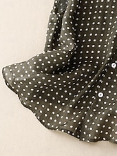 رخيصةأون بلوزات رسمية-نسائي قميص بلوزة Buttons منقط أنيق كلاسيكي الحديث بدون كم مرتفعة قمصان عادية مناسب للبس اليومي مناسب للعطلات مناسب للخارج أسود أخضر الصيف الربيع