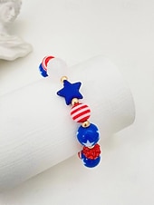  Патриотический женский набор украшений из смоляных бусин: ожерелье и браслет, посвященный 250-летию США, Дню независимости, для повседневной носки и путешествий.