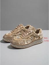 economico Sneakers da donna-sneakers con plateau e strass da donna - scarpe alla moda in velluto nero per le feste notturne
