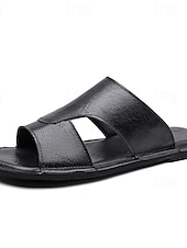 economico Uomini-sandali marroni da uomo in similpelle con comodi cinturini in velcro, ideali per le vacanze al mare e le uscite informali