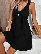 economico Vestito bianco-Per donna Mini Abito Abito a trapezio Abito Estivo Casual Quotidiano Vestibilità regolare Semplice Senza Maniche Scollo a V Blu Nero Verde Grigio Estate