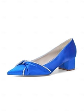 baratos Mãe da Noiva/Namorado-Sapatos de salto grosso femininos - elegantes sapatos azul-marinho para a mãe da noiva em casamentos na cidade.