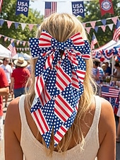 Недорогие Аксессуары-Женский патриотический бант из полиэстера, большая заколка-бант для волос с принтом флага США в разных узорах, посвященная 250-летию США, Дню независимости, повседневной носке, путешествиям и отдыху.