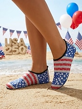  Chaussures aquatiques pour femmes, commémorant le 250e anniversaire des États-Unis – chaussettes aquatiques rouges et bleues aux couleurs du drapeau américain, idéales pour la plage, la natation, le