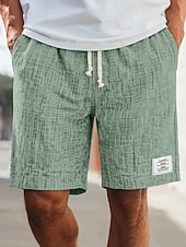 ieftine Retro-Bărbați Pantaloni Scurți Pantaloni scurți de vară Pantaloni scurți de plajă Pantaloni scurți casual Cordon Talie elastică Simplu Culoare solidă Texturat Confort Lungimea genunchiului Zilnic În aer